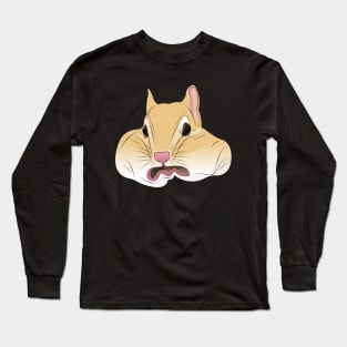 cute squirrel eating peanut face Long Sleeve T-Shirt